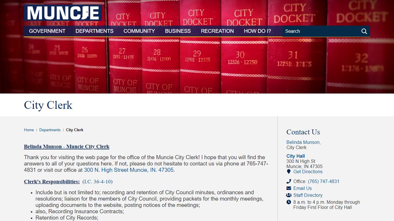 City Clerk - The City of Muncie, Indiana